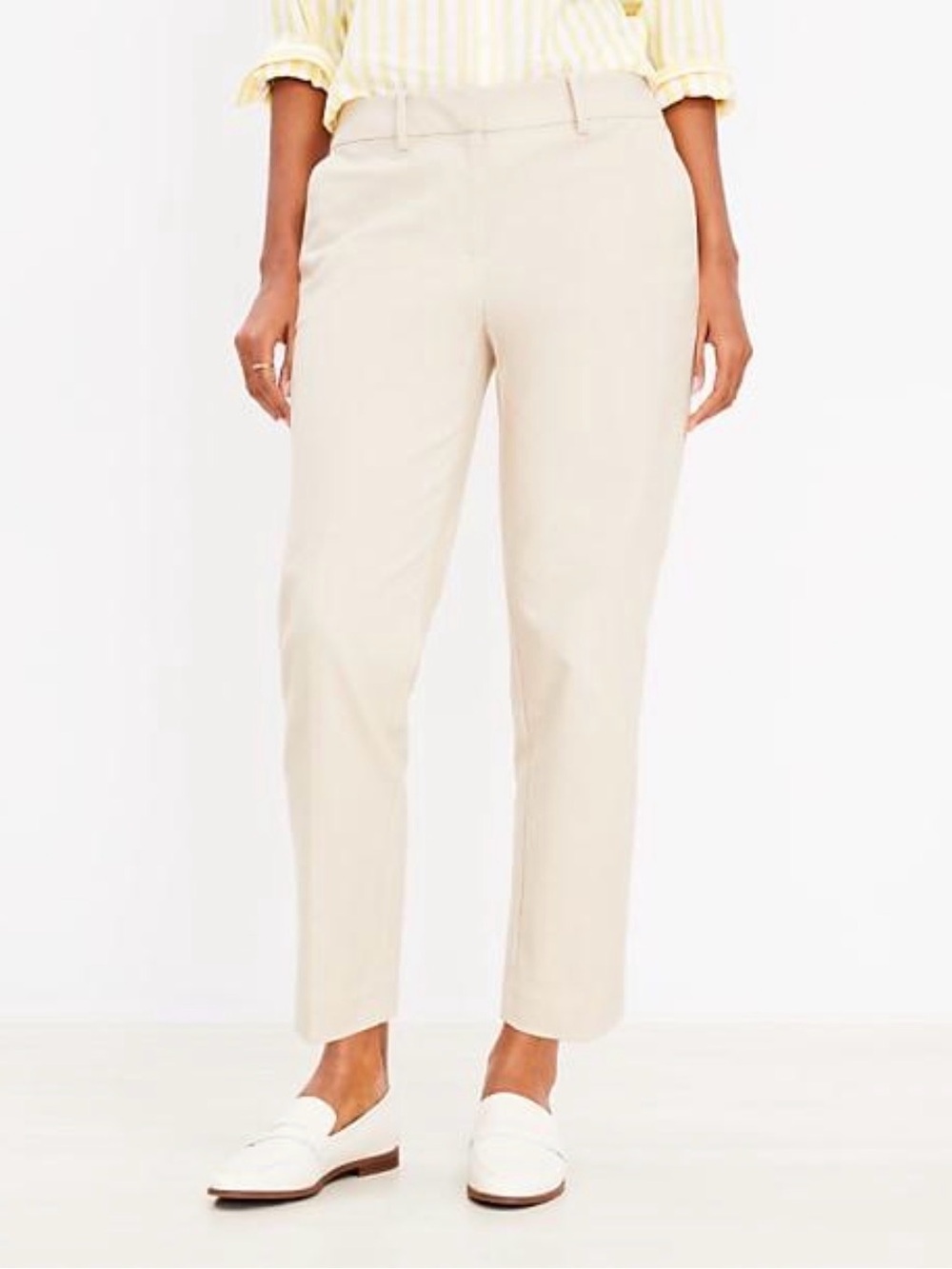 LOFT The Riviera Slim Pants in Doubleweave – Cream (Winter White)